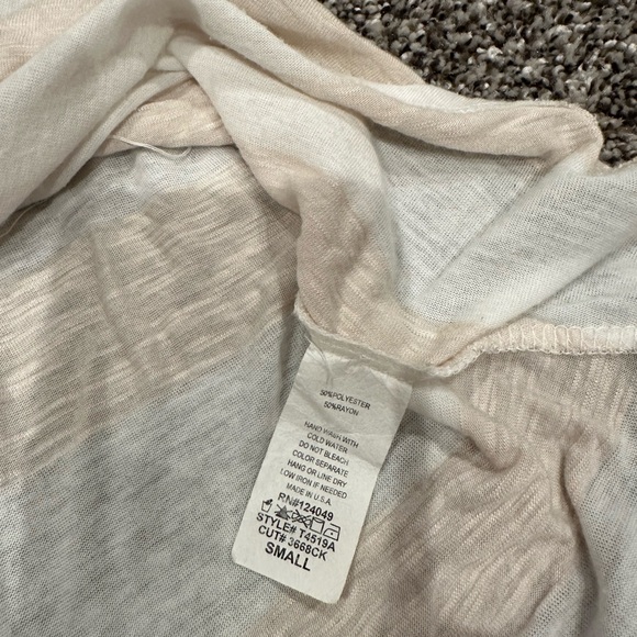 Women’s boho tank Small white and cream with flowers on shoulder. Flowy and cute - Picture 5 of 5